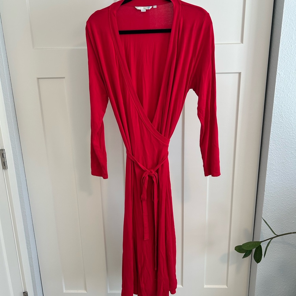 Boden Elegant Red Wrap Jersey Dress